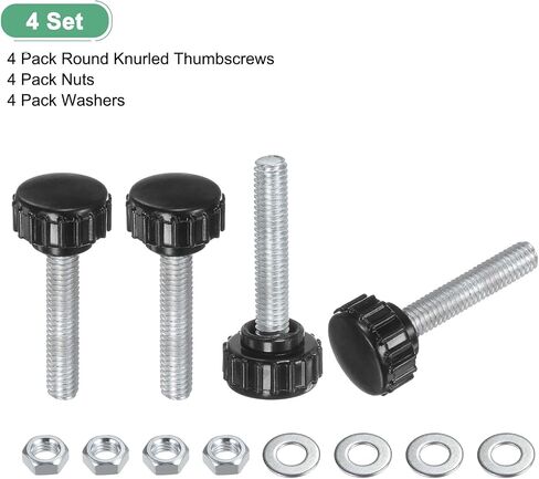 4-Set Knurled Clamping Knobs, M4x40mm Male Thread Knurled Thumbscrew W Nuts & Washers Carbon Steel Screw on Knobs Grips for Machinery/Electronic/Furniture [Black] in Saudi Arabia