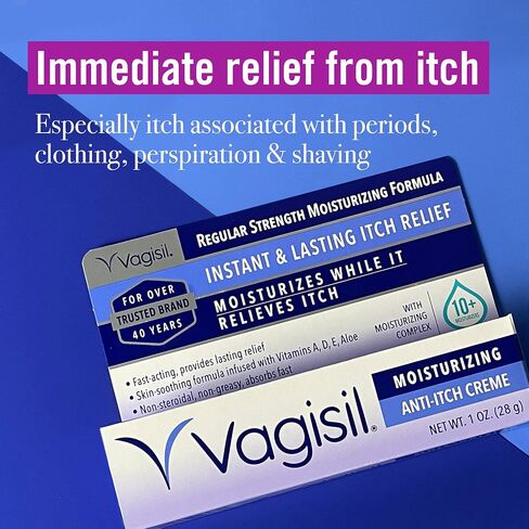 Vagisil Regular Strength Anti-Itch Feminine Cream for Women, Gynecologist Tested, Hypoallergenic, Fast-acting and Long-lasting Itch Relief, Vaginal Moisturizer Soothes and Cools, 1 oz (Pack of 1) in Saudi Arabia