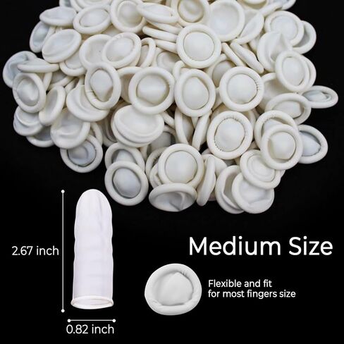 قفازات أصابع متوسطة الحجم - أكمام أصابع من اللاتكس للاستعمال مرة واحدة لمنع قضم الأظافر، واقيات أصابع للتقليم، صناعة يدوية، تطبيق صناعي 150 قطعة (أسود) in Kuwait