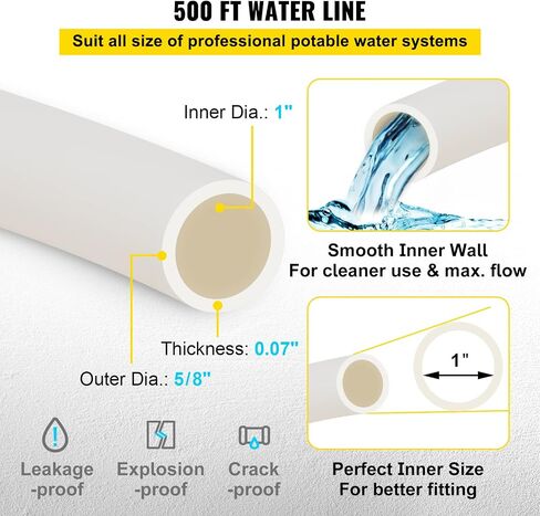 VEVOR PEX Pipe, 1 Inch x 500 FT PEX Tubing, Non Oxygen Barrier White PEX-B Pipe, Flexible PEX Water Line for RV Sewer Hose, Plumbing, Radiant Heating in Saudi Arabia
