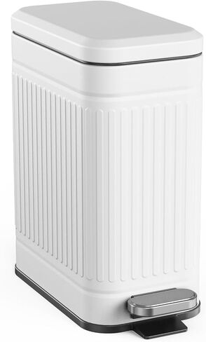 سلة مهملات الحمام من TrashAid مع غطاء، سلة قمامة صغيرة سعة 2.6 جالون، إغلاق ناعم، سلة نفايات من الفولاذ المقاوم للصدأ للحمام، غرفة النوم، المكتب المنزلي، غرفة الغسيل، المرحاض، RV، أبيض، 10 لتر in Kuwait