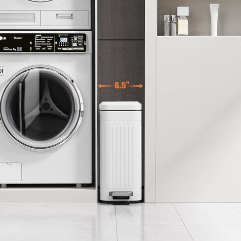 سلة مهملات الحمام من TrashAid مع غطاء، سلة قمامة صغيرة سعة 2.6 جالون، إغلاق ناعم، سلة نفايات من الفولاذ المقاوم للصدأ للحمام، غرفة النوم، المكتب المنزلي، غرفة الغسيل، المرحاض، RV، أبيض، 10 لتر in Kuwait