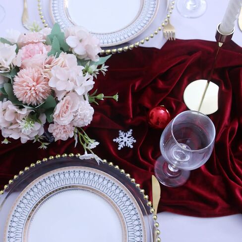 Velvet Table Runner ,Soft Luxurious Fall Table Runners 120 Inches Long,for Wedding Bridal Shower Thanksgiving Christmas Decoration,20*120 Inches, Red in Saudi Arabia