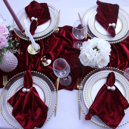 Velvet Table Runner ,Soft Luxurious Fall Table Runners 120 Inches Long,for Wedding Bridal Shower Thanksgiving Christmas Decoration,20*120 Inches, Red in Saudi Arabia