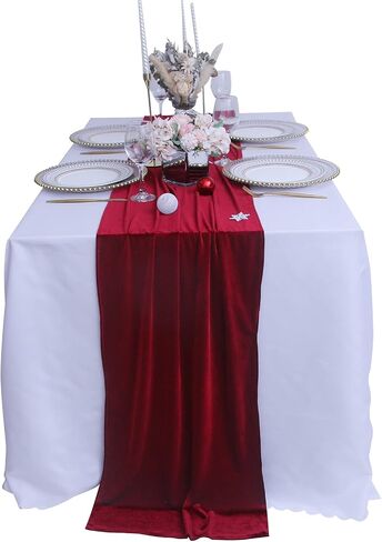 Velvet Table Runner ,Soft Luxurious Fall Table Runners 120 Inches Long,for Wedding Bridal Shower Thanksgiving Christmas Decoration,20*120 Inches, Red in Saudi Arabia