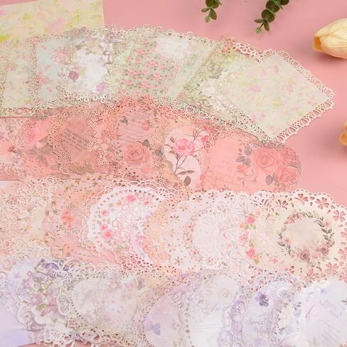 Vintage Scrapbook Paper Lace, 40pcs 4 Different Styles Scrapbook Supplies for DIY Cards, Scrapbooks, Photo Frames, Albums, Crafts, Card Making in Saudi Arabia