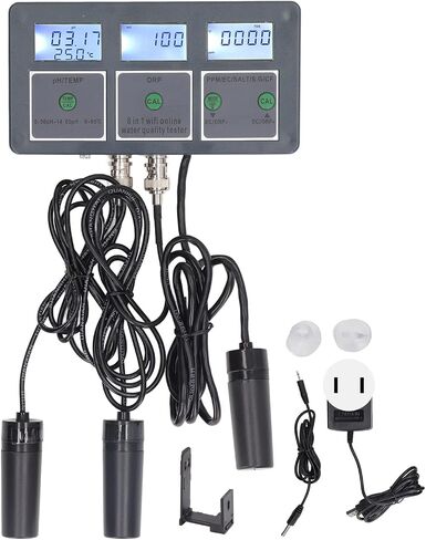 8 in 1 Water Quality Tester, S.G EC Salt ORP CF Temp, Online Monitor for Aquariums, Hydroponics, Labs (US Plug 110V) in Saudi Arabia