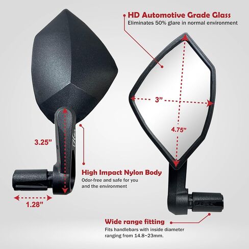 Hafny 2025 Bar End Bike Mirror, HD Glass Lens, Ajustable & Rotatable Safe Rearview Bicycle Mirror, Blast-Resistant, HF-6003-FR054 (Blue Glass (Left + Right) Pair) in Kuwait