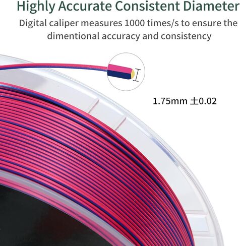 PLA 3D Printer Filament, Triple Color Silk PLA Filament, Dimensional Accuracy +/- 0.02 mm, 1 kg Spool(2.2lbs), 1.75 mm, Red Yellow Blue in Saudi Arabia