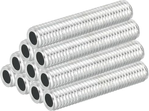 PATIKIL M8 Thread Carbon Steel Lamp Pipe, 10 Set 80 mm/3.15" Hollow Tube Thread Adapter Fasteners Hardware for Lamp Lights Chandelier Ceiling Light DIY, White Zinc Plating in Saudi Arabia