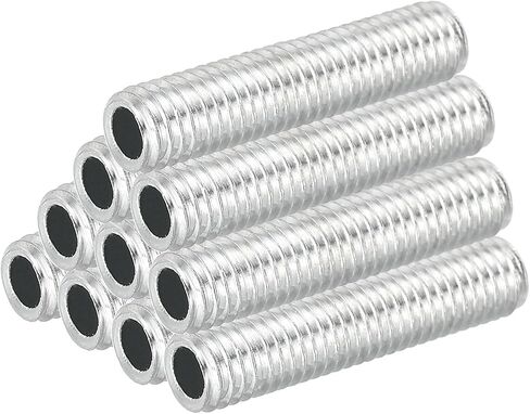 PATIKIL M8 Thread Carbon Steel Lamp Pipe, 10 Set 80 mm/3.15" Hollow Tube Thread Adapter Fasteners Hardware for Lamp Lights Chandelier Ceiling Light DIY, White Zinc Plating in Saudi Arabia