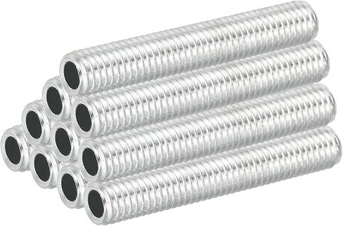 PATIKIL M8 Thread Carbon Steel Lamp Pipe, 10 Set 80 mm/3.15" Hollow Tube Thread Adapter Fasteners Hardware for Lamp Lights Chandelier Ceiling Light DIY, White Zinc Plating in Saudi Arabia
