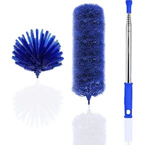 منفضة نسيج العنكبوت مع عمود تمديد، وفرشاة شبكة العنكبوت ومجموعة منفضة السقف للتنظيف، مع منافض بمقبض طويل 15-100 بوصة لتنظيف مروحة السقف والستائر والأثاث والسيارات، باللون الأزرق in Kuwait