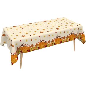 2 Pcs Thanksgiving Tablecloth Disposable Plastic Fall Tablecloth Fall Leaves Table Cloths 54"x108" Pumpkin Rectangle Table Cover for Dinner Kitchen Home Fall Thanksgiving Party Decorations Supplies