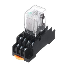 MECCANIXITY 1 Set DC24V Electromagnetic Power Relay 14-Pin AC/DC DPDT 4NO+4NC Relay Coil with Socket Base for Industrial, Home Appliances and DIN Rail System with LED Indicator