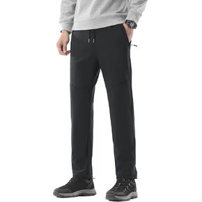 Men's Winter Outdoor Hiking Pants Short Length 27-30" Water Repellent Softshell Fleece Lined Warm Sweatpants