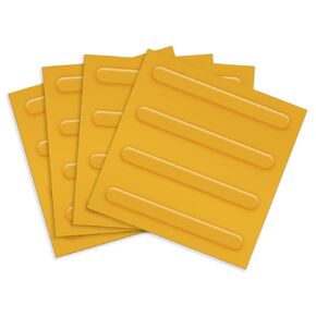 4pcs Ground Stickers Special Lanes for The Blind Tile Sidewalk Tactile PVC Pavement Planks, Square Walkways Sticker for The Blind (Yellow Stripes)