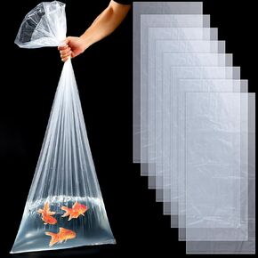 8 Pcs Clear Plastic Fish Bags for Live Koi Fish Large 20" x 48" Fish Shipping Bags Heavy Duty 4 Mil Fish Transport Container Fish Leak Proof Bags for Storing and Transporting