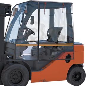 CHENGNAN Forklift Cover,Can Be Rolled Up On All Sides,All Weather Protection,Forklift Cover For Rain Up to 6000LB,Ultra-Transparent EVA&Brown Canopy, Forklift Cover Waterproof