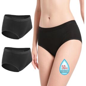 Incontinence Underwear for Women Washable Leak Proof Underwear for Women 50ml Regular Absorbent Womens Incontinence Underwear for Incontinence Postpartum Bladder Leak Protective Panties BL-2pcs-L