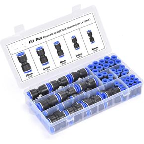 60 Pieces Straight Pneumatic Connectors,Push in I-connector,Pneumatic Fittings Push in Quick Coupling Connector for Air Water Hose Connection 4/6/8/10/12mm (4/6/8/10/12mm)