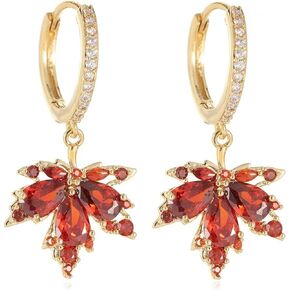 Maple Leaf Earrings for Women Teen Girls Fall Earrings Rhinestone Orange Earrings Crystal Drop Autumn Earrings Thanksgiving Holiday Jewelry Gifts