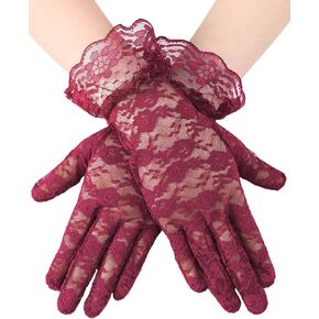 SATINIOR Ladies Lace Gloves Elegant Short Gloves Courtesy Summer Gloves for Wedding Dinner Parties