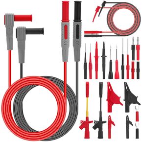 SUNJOYCO 24Pcs Multimeter Test Leads, Alligator Clips, Test Hooks, Replaceable Multimeter Probes 1000V 10A CAT III for Fluke Multimeter Voltmeter