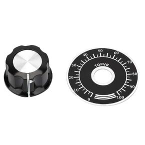 Potentiometer Knob,Jarchii Potentiometer Knob, Pratical Potentiometer Knurled Knobs Volume Control Cap and Digital Dial Scale Plate Set Replacement Part for DIY Potentiometers