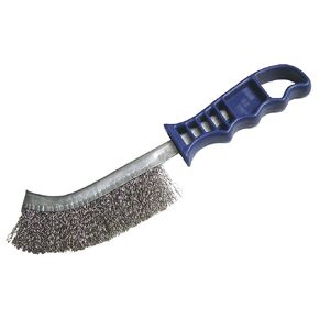 Faithfull FAIWBHANDS Steel Crimped Wire Scratch Brush Red Handle 25 cm Long