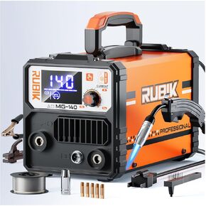 RUBIK MIG Welder, 140A Welding Machine, 110V MIG/LIFT TIG/STICK 3 in 1 Welder Machine, Flux Core Welder, Portable Gasless MIG Welding Machine, Digital Display IGBT Inverter Welder with Welding Wire