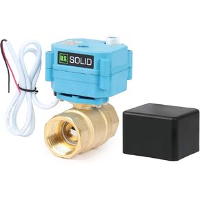 Motorized Ball Valve - IP67 1/2inch Brass Ball Valve with Waterproof Cover, Full Port, 110-230V and 2 Wire Auto Return