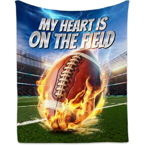 Football Blanket Gifts - 40x50 Inches Plush Blanket for 8-12 Boys Kids - Green Soft Flannel Throw Blanket for Sofa Party - Sports Football Gifts Decorations for Football Players Team Couch