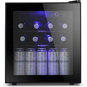 Antarctic Star 1.6cu.ft Wine Cooler/Cabinet Beverage Refigerator, Small Wine Cellar for Soda Beer, Counter Top Bar Fridge, Quiet Operation Compressor, Freestanding, Black Glass Door…