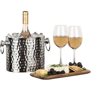 Chic Chill 1-Bottle Wine Chiller Ice Bucket | Keeps Wine & Champagne Bottles Cold Without Touching Ice | Wine Bucket | Handcrafted Artisan Design | Patented Technology | Stainless Steel