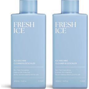 Fresh Ice Machine Cleaner and Descaler - 2 x 10.2 Fl Oz, 6 Uses | Universal Descaling Solution for Limescale & Mineral Removal | Effective & Powerful Nickel Safe Ice Machine Cleaner