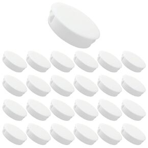 25PCS 0.51 Inch / 13mm Hole Plugs, Plastic Flush Type Hole Plugs Snap in Locking Hole Tube, Furniture Fencing Post Pipe Insert End Caps (White)