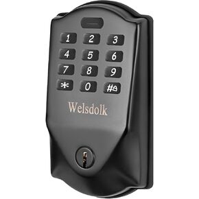 Keyless Entry Door Lock Deadbolt, Electronic Keypad Code Deadbolt,Smart Locks for Front Door, Stainless Steel Electronic Lock, Auto-Lock, Anti-Peeping, Easy Installation for Apartments, Black