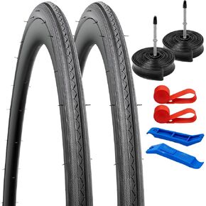 YUNSCM 2-PCS 700C Bike Tires 700 x 25C/25-622 and 700C Bike Tubes Presta Valve Compatible with Road Bike 700x25C 700x26C Bicycle Tires and Tubes (Y-907)