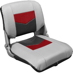 Wise 3309-1881 Pro Angler Tour Series Bass Boat Clam-Shell Style Fold Down Seat, Marble/Regal Red/Charcoal