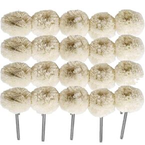 25mm Wool Polishing Wheel Felt Buffing Rotary Drill Polishing Bit Kit Polishing Buffing Wheels Mounted Wool Soft Fine Brushes for Rotary Tool 20Pcs