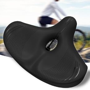 Oversized Bike Seat for Men & Women, Extra Wide Bicycle Seat Cushion, Comfortable Seats Saddle for Exercise Bikes, Mountain Bikes, City Bike, Ebike