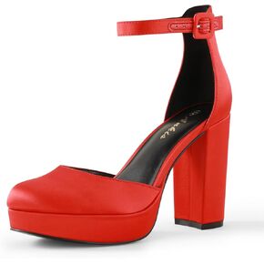 Ankis Black Platform Closed Toe Heels for Women, Womens Heels Closed Round Toe Chunky Block Pumps Shoes, 4 Inch