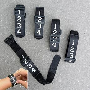 Football Referee Gear Umpire Indicator Yard Markers Football Down Marker Numbered Wrist Bands Chain Clip Official Accessories Black 5pcs