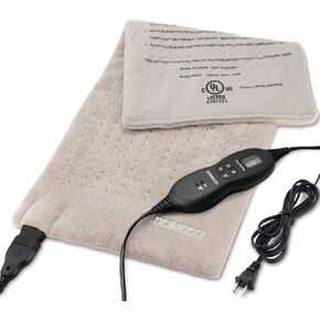 King Size XpressHeat Heating Pad (12" x 24") - Electric Heating Pad for Back Pain and Cramps - Features 6 Temperature Settings and Adjustable LCD Controller - Machine Washable Microplush