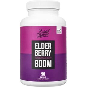 LIVELY VITAMIN CO. Elderberry Boom - Boosts Immune Function - Prevents Colds & Sickness - Elderberry, Zinc, Calcium, Magnesium, Vitamin C - 180 Vegetarian Capsules