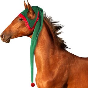 2 Pcs Christmas Santa Horse Hat Xmas Santa Elf Hat for Horse Christmas Long Santa Hat for Horse Costume Accessories