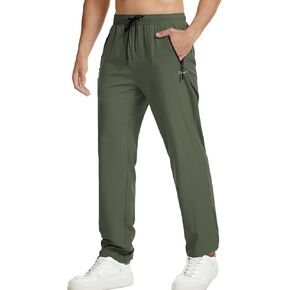 Surenow Men's Athletic Running Sweatpants Lightweight Stretch Jogger Track Pants Tapered Workout Gym Pants with Zipper Pocket