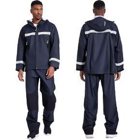 PRO Rain Suit-Waterproof Reflective Jacket & Elastic Pants Combo,Lightweight Breathable Foul Weather Gear