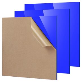 Adrattnay Blue Acrylic Sheets 1/8 Thick, 3Pcs 8 x 8in Cast Acrylic Sheets 3mm for Laser Cutting, Opaque Acrylic Sheets Acrylic Panel with Protective Paper for Laser Engraving Material DIY Crafts